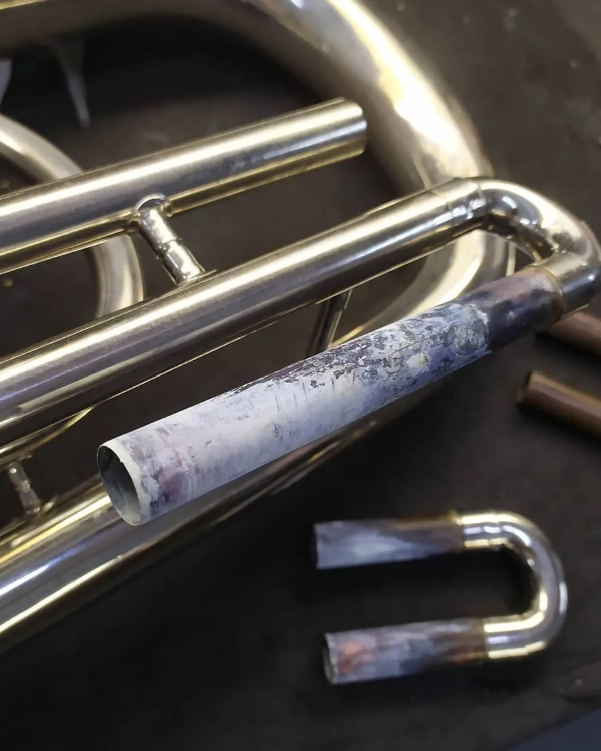 Trombone de vara na oficina da Musicaltec